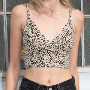 brandy melville amara tank top leopard print v neck bustier tank top🐆🎀